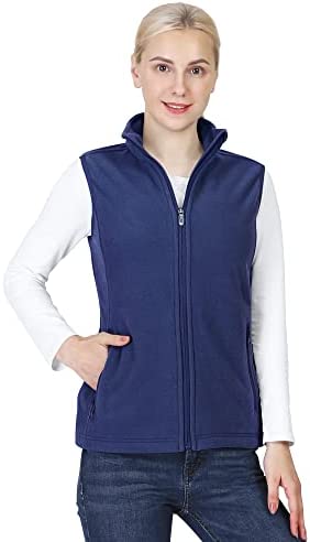 Outdoor Ventures Women's Fleece Vest, Polar Zipper Vest Outerwear Ladies Soft Sleeveless Coat Gilet with Pockets for Fall & Winter
