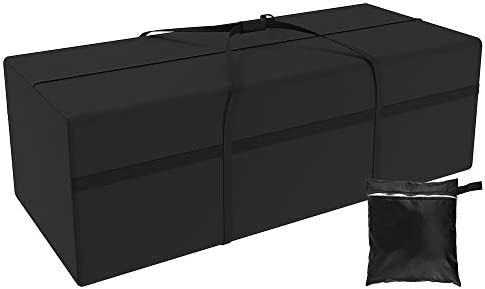 Garden Furniture Cushion Storage Bag Waterproof Outdoor Rectangular Heavy Duty 210D Oxford Cloth Patio Protective Cover with Handle and Zipper for Christmas Tree (Black)