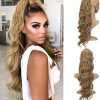 24 Inch Long Curly Wavy Ponytail Extension Synthetic Curly Ponytail Clip in Drawstring Ponytail Extensions for Black Women Natural Ponytail Drawstring Hair Hairpieces