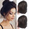 2PCS Cat Ears Hair Donut Chignon Claw Clip in Messy Hair Bun Mini Claw Clip in Updo Bun Extensions Wig Accessory Ponytail Hairpieces for Women and Girls (2#)