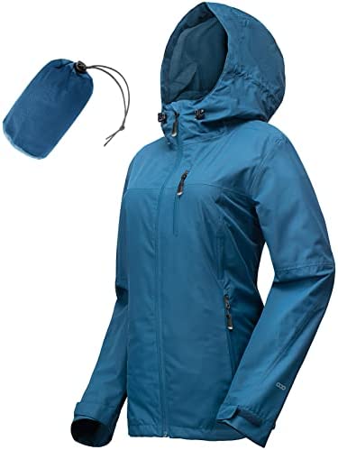 33,000ft Women's Waterproof Packable Rain Jackets Lightweight Breathable Windbreaker Raincoat Outdoor Windproof Running Golf Cycling Jacket with Hood