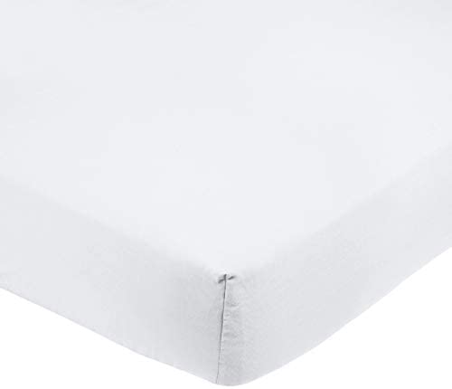 Amazon Basics Microfiber Fitted Single Sheet - Bright White, Super King Size (180 x 200 x 30cm), Lightweight, Soft & Wrinkle-Resistant