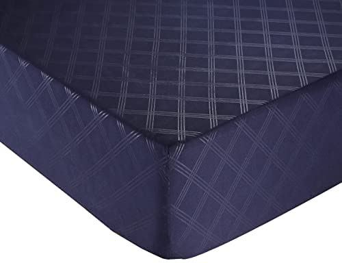 Ameha King Size Fitted Sheet Extra Deep 25 cm - Brushed Microfiber Bed Sheet Fade Resistant - Navy