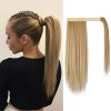 BARSDAR Clip in Ponytail Extensions, 14 inch Short Straight Wrap around Ponytail Extension Fluffy Pony Tails Extensions Synthetic Hair Ponytail Extension for Women Girls
