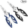 BETOY 2pcs Stainless Steel Fishing Pliers Scissors Line Cutter Remove Hook Tackle Tool, Fishing Pliers Multi Tool Pliers Hook Remover, Braid Line Cutter, Split Ring Opener