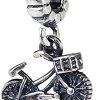 Bike Charm 925 Sterling Silver Bicycle Charm Sport Charm Dangel Charm for Pandora Charm Bracelet (A)
