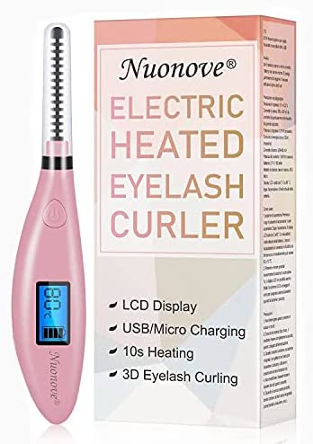 Heated Eyelash Curler, Electric Eyelash Curler, Portable Eyelash Curler with USB Rechargeable, Eyelash Styling Tool with LCD Digital Display