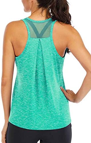ICTIVE Workout Tops for Women Loose fit Racerback Tank Tops for Women Mesh Backless Muscle Tank Running Tank Tops
