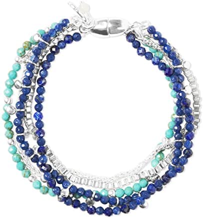 Lucky Brand Lapis and Turquoise Layer Bracelet,Silver,One Size, One Size, Silver, no gemstone