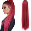 MEIRIYFA Red Ponytail Extension Long Straight Drawstring Ponytail Extension, Clip in Ponytail Hairpieces Afro High Puff Kinky for Black Women 25 Inch
