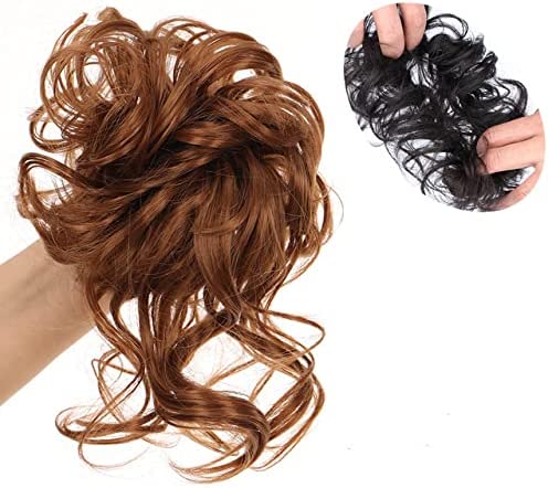 Messy Wavy Bun Synthetic Hair Chignon Elastic Rubber Ponytail Scrunchy Hair Band Hair Pieces Wrap Ring for Updo hair accessories