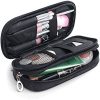 Mlmsy Makeup Bag with Mirror Hold Brushes Professional Multi-Functional 2-Layer Cosmetic Organiser for Women, Black