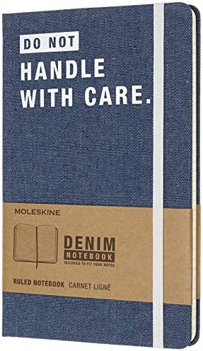 Moleskine Denim Notebook Limited Collection 'Do Not Handle With Care' Large Ruled Notebook Hard