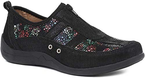 Pavers Women’s Trainers | Wide Fit D-E | Leather Upper & Lining | Slip On Design with Cushioned Insole & Gripped Sole | Walking & Outdoors Sizes 3-7 with 3.5cm Heel
