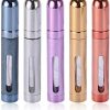 Perfume Bottles (12ml, 5pcs), ZKSMNB Travel Refillable Perfume Atomizer Spray Bottle, Fragrance Empty Bottle with Window, Fits in Your Purse, Pocket or Luggage (Red, Silver, Gold, Purple, Blue)