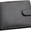 RAS Mens RFID Blocking Soft Smooth Genuine Leather Wallet with A Zipped Coin Pocket and Id Card Window 94 (Black)