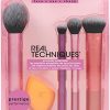 REAL TECHNIQUES,5 Count (Pack of 1) Everyday Essentials Makeup Brush Complete Face Set (Miracle Complexion Sponge, Expert Face, Blush, Setting and Deluxe Crease Brushes)