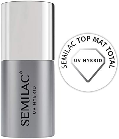Semilac Top Mat Total Nail Polish | 7 ml | Innovative UV LED Top Coat Soak Off Gel Nail for Color Protection | Matt Finish and Transparent | Easy to Apply, Crack Resistant and Dries Quickly