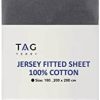 Tag Terry Super King Fitted Sheet | 145 GSM Deep (40cm) Soft Jersey 100% Cotton | Stretchable & Breathable Cotton Super King Bed Sheets | Fitted Sheet 180-200 x 200 + 40cm (Super King, Grey)