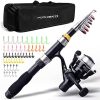 Telescopic Fishing Pole Reel Combo Ultralight Fishing Rod Spinning Reel with Tackle Bag All-in-One Fishing Accessories Fishing Gear Gifts Kit for Kids Adults Youth Beginner Saltwater Freshwater