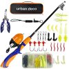 Urban Deco Kids Fishing Rod Portable Telescopic Kids Fishing Pole Fishing Rod and Reel Combo Kit with Tackle Box for Beginners, Boys,Girls,Youth
