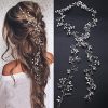 Wedding Hair Accessories for Women,Wedding Hair Vine Bride Headband, Pearl Headband for Bridesmaid Flowergirls (100 cm Silver)
