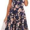 oxiuly Women's Casual Dresses Criss-Cross V-Neck Floral Flare Midi Summer Dress OX233
