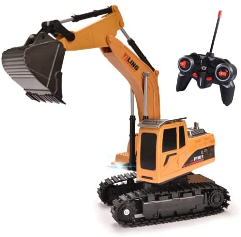 Hodlvant Excavator Toys Remote Control Car, Excavator Trucks for Kids, Construction Dump Truck Vehicles, Construction Engineering Toys Digger with Metal Bucket, Gift for Boys Girls Ages 6 and up
